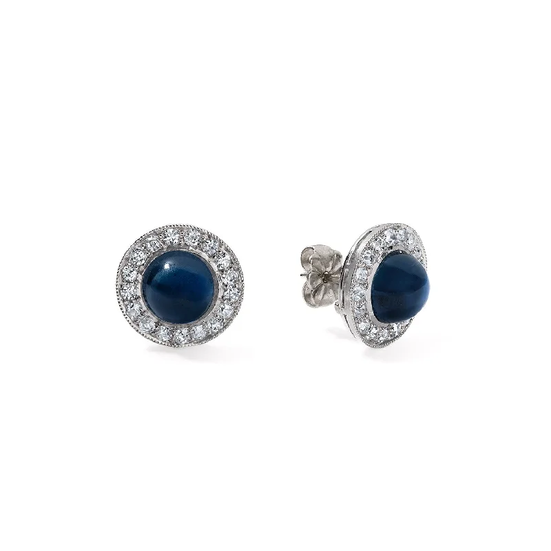 Art Deco Cabochon Sapphire Studs