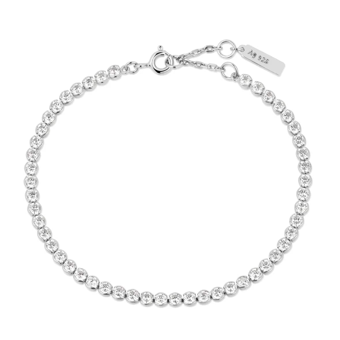 Silver Row Bezel Set Bracelet