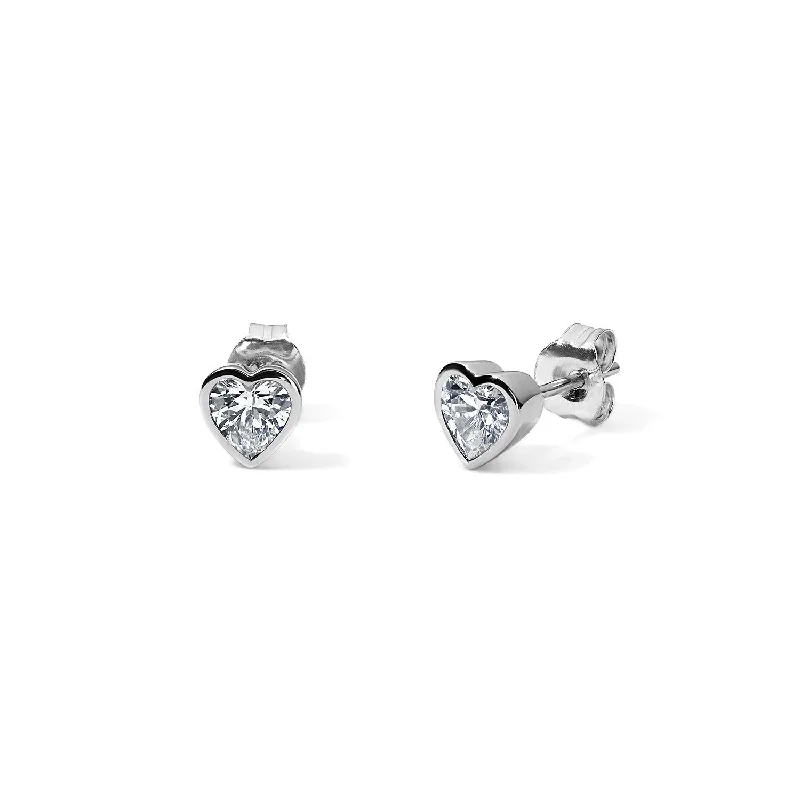 Bezel Set Heart Studs