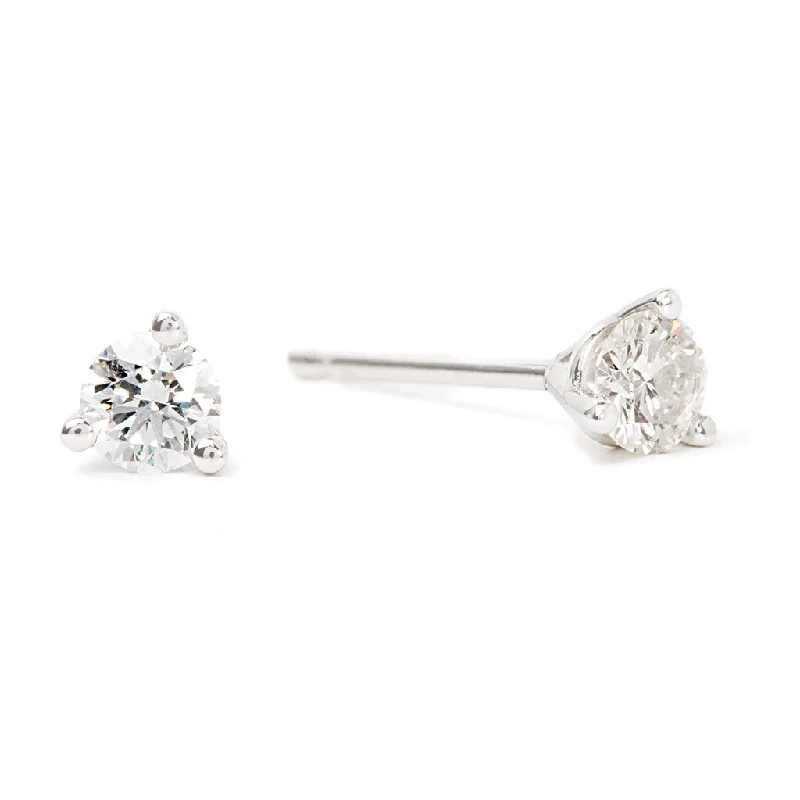 Bremer Jewelry 1/4ctw Round Solitaire/Stud Diamond Earrings in 14K White Gold (0.27ctw)