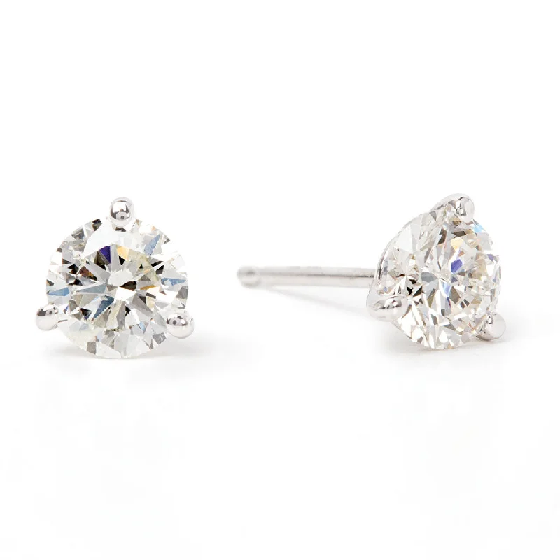 Bremer Jewelry 1ctw Round Solitaire/Stud Diamond Earrings in 14K White Gold (1.04ctw)