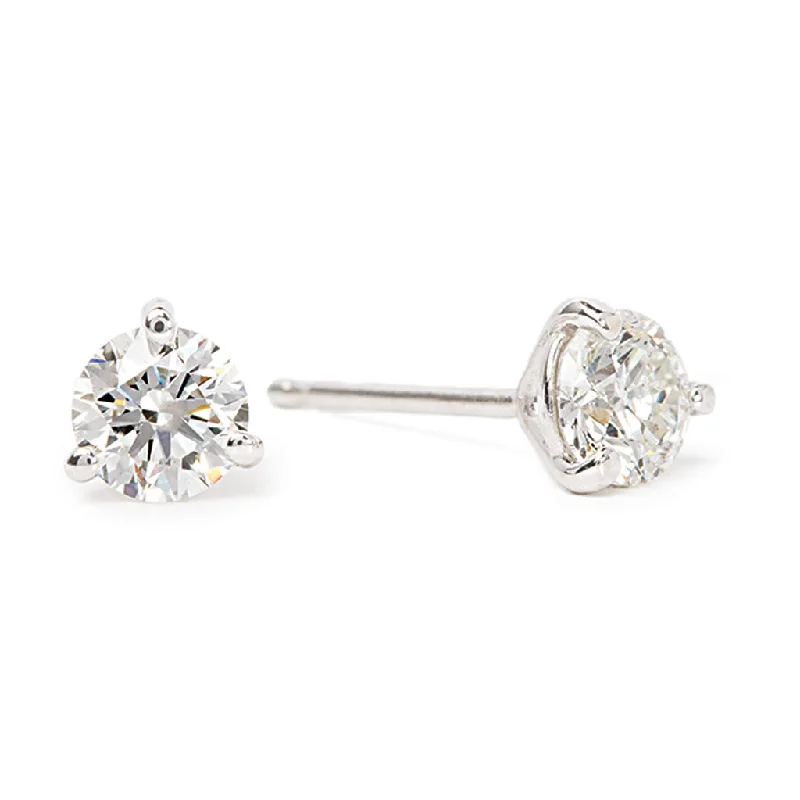 Bremer Jewelry 5/8ctw Round Solitaire/Stud Diamond Earrings in 14K White Gold (0.63ctw)