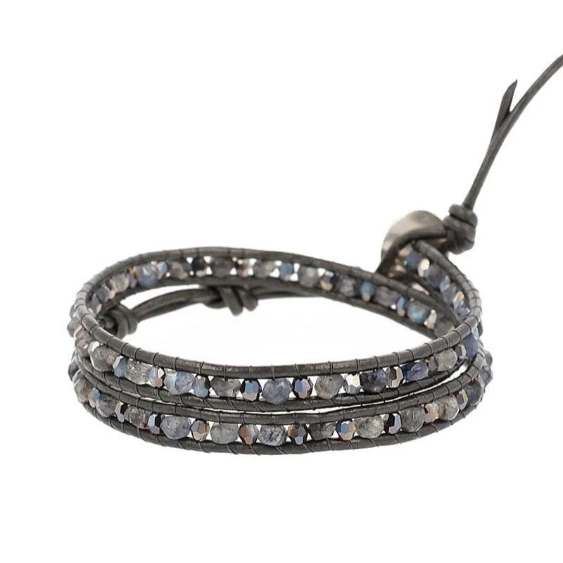 Labradorite Sterling Silver 12" Double Wrap Bracelet