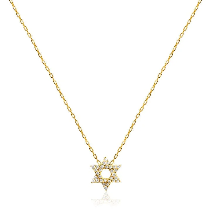 CZ Star of David Necklace Gold Plated