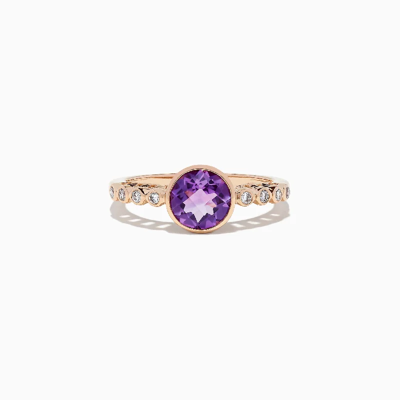 14K Rose Gold Amethyst and Diamond Ring, 1.31 TCW