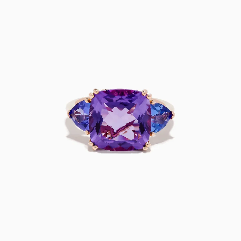 14K Rose Gold Amethyst and Tanzanite Ring