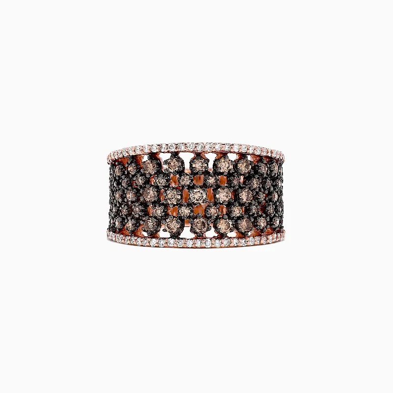 14K Rose Gold Espresso and White Diamond Ring, 1.25 TCW