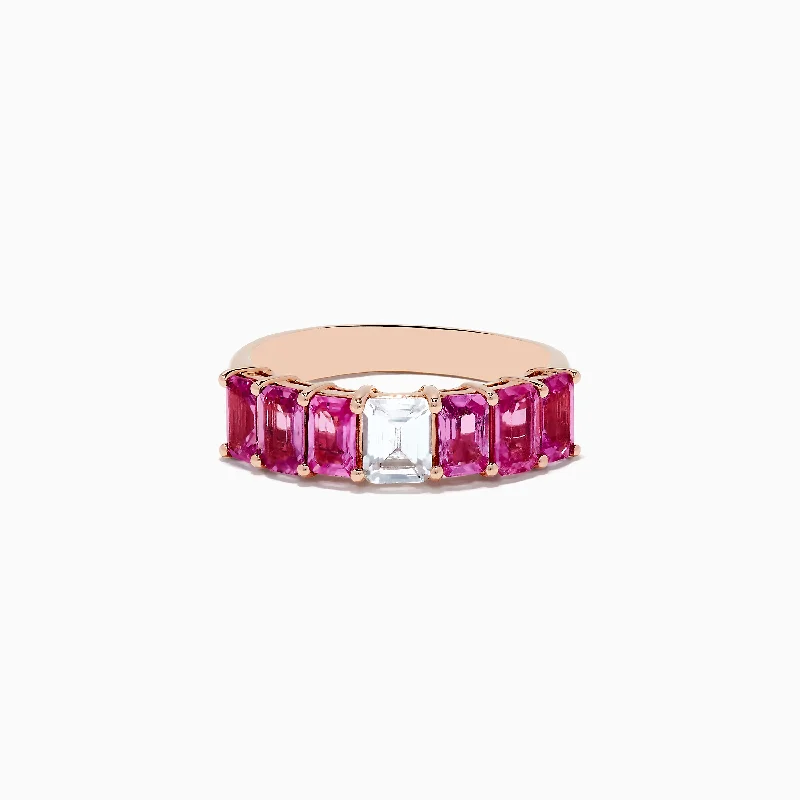 14k Rose Gold Pink and White Sapphire Ring