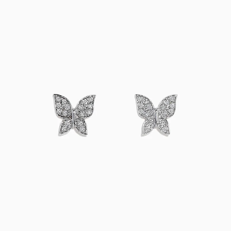 14k White Gold Diamond butterfly studs, 0.30 TCW