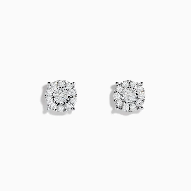 Bouquet 14K White Gold Diamond Cluster Stud Earrings 0.96 TCW