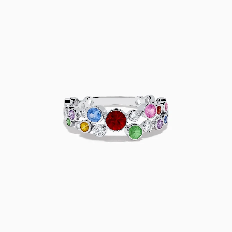 14K White Gold Multi Sapphire Ring