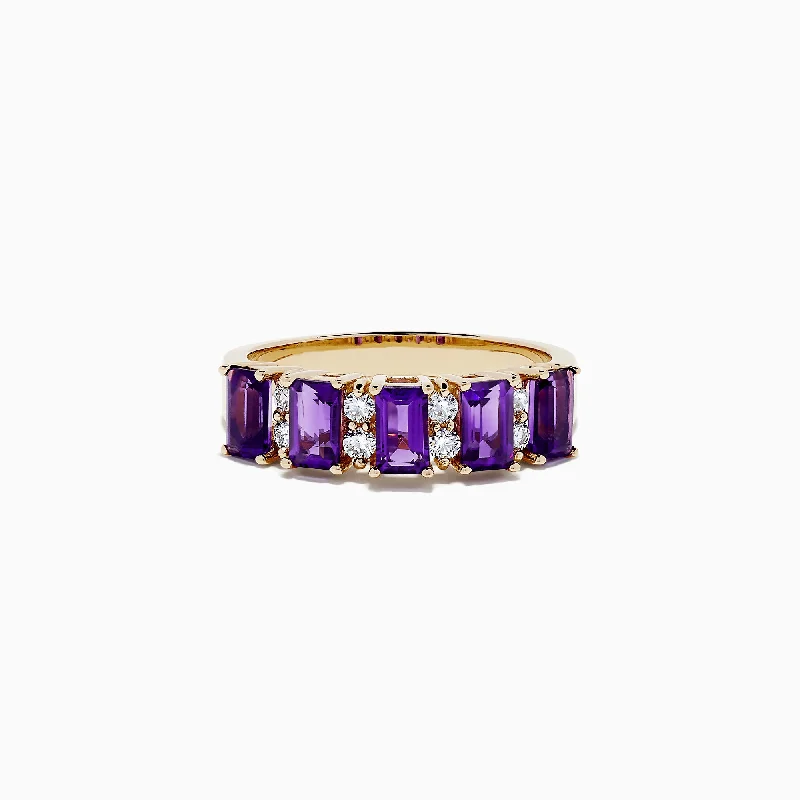 14K Yellow Gold Amethyst and Diamond Ring, 1.14 TCW