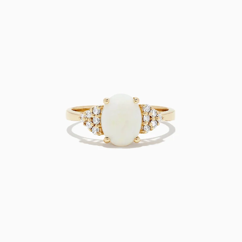 14K Yellow Gold Opal and Diamond Ring, 1.13 TCW