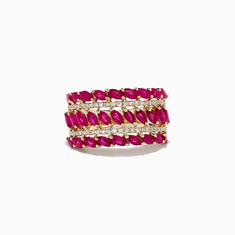 14K Yellow Gold Ruby and Diamond Ring, 2.96 TCW