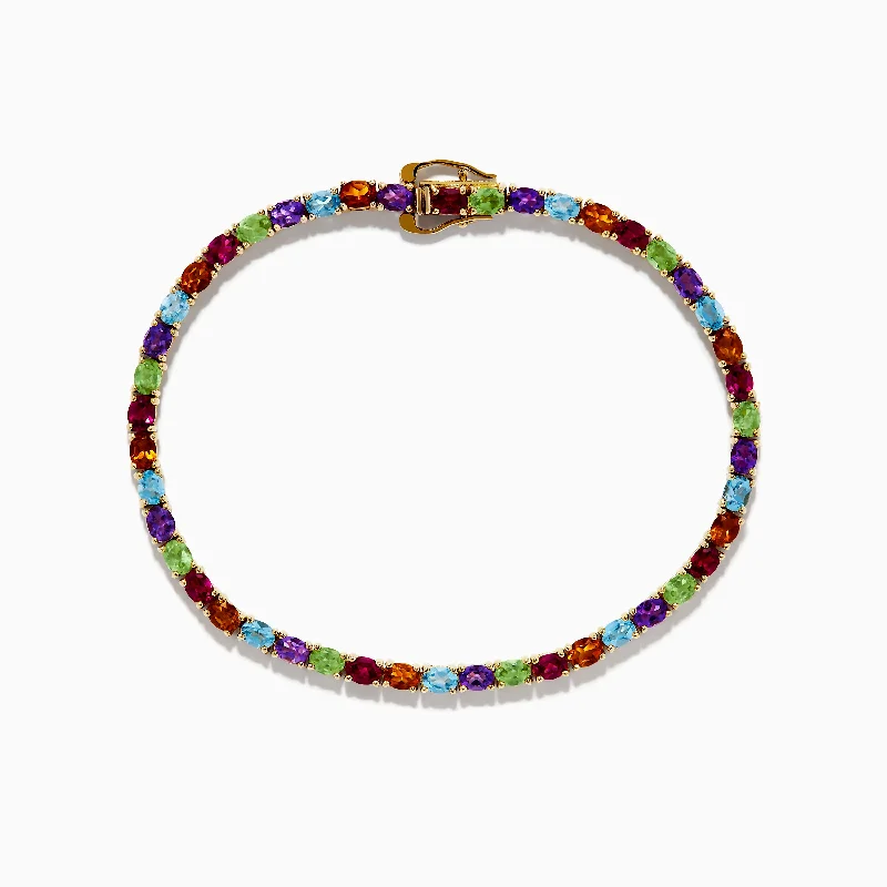 925 Sterling Silver 18K Plated Multi Gemstone Bracelet