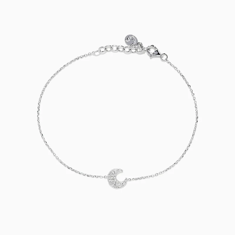 925 Sterling Silver Diamond Moon Bracelet