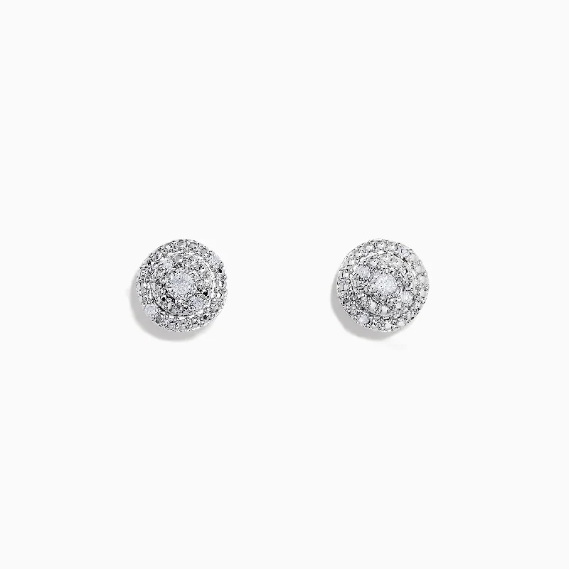 925 Sterling Silver Diamond Pave Stud Earrings, 0.10 TCW