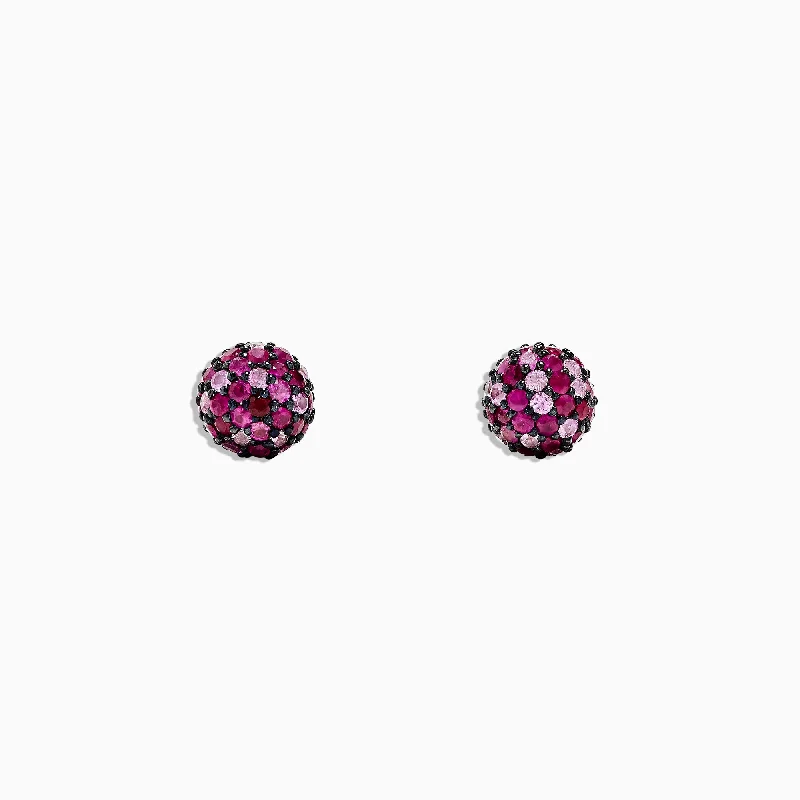 925 Sterling Silver Pink Sapphire Splash Stud Earrings, 2.45 TCW