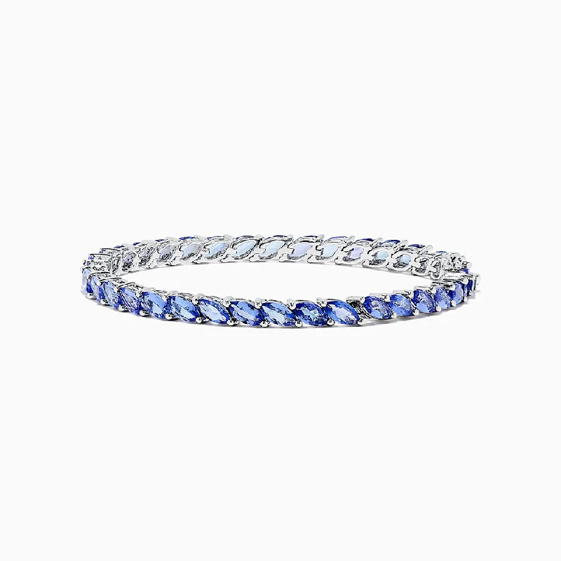 925 Sterling Silver Tanzanite Bracelet, 10.00 TCW