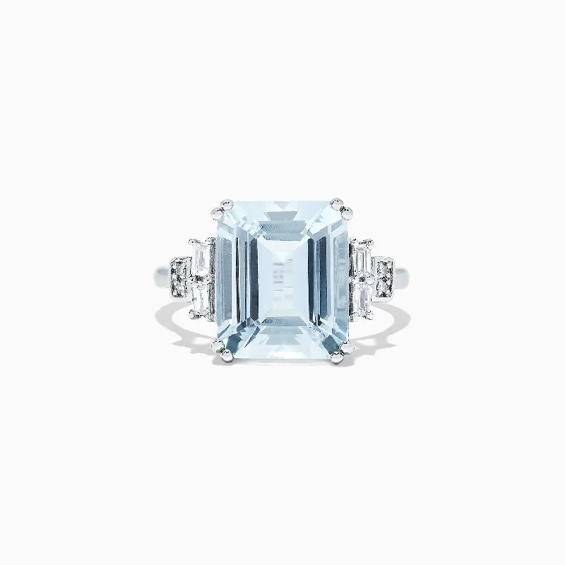 Aquarius 14K White Gold Aquamarine and Diamond Ring, 5.05 TCW