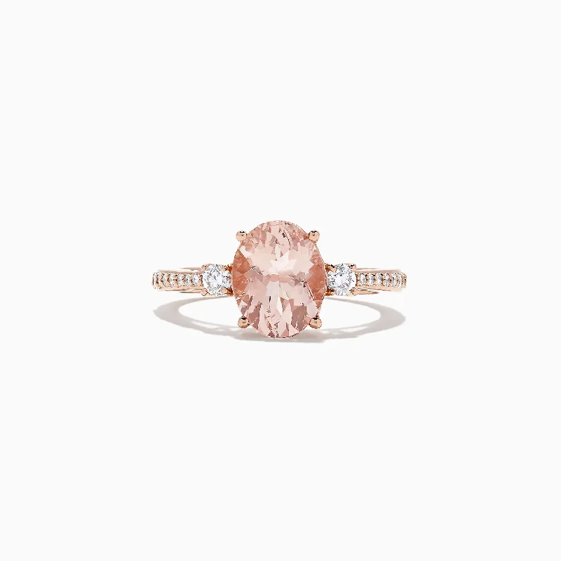 Blush 14K Rose Gold Morganite and Diamond Ring, 2.64 TCW