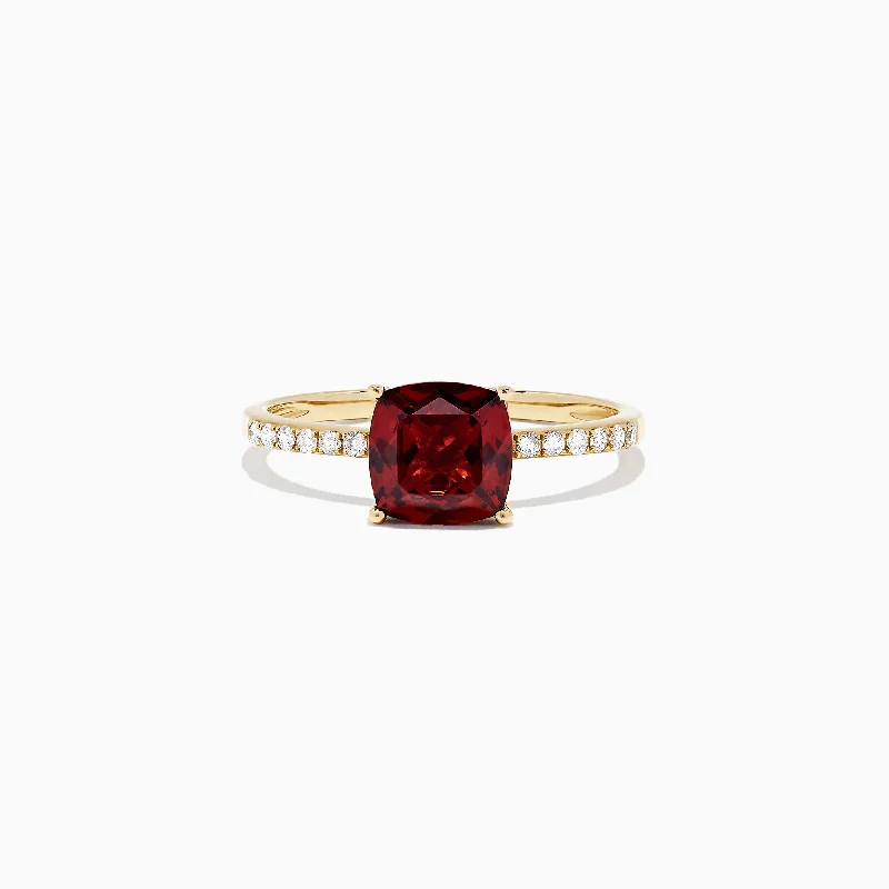 Bordeaux 14K Yellow Gold Garnet and Diamond Ring, 1.66 TCW