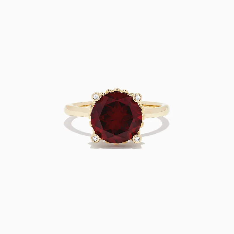 Bordeaux 14K Yellow Gold Garnet and Diamond Ring, 5.67 TCW