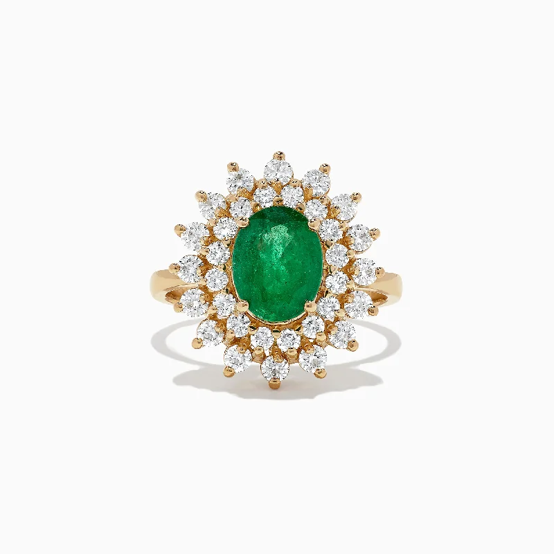 Brasilica 14K Yellow Gold Emerald and Diamond Ring, 2.54 TCW