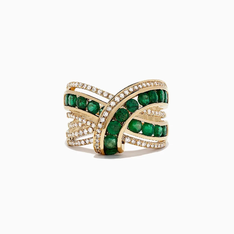 Brasilica 14K Yellow Gold Emerald and Diamond Wrap Ring, 2.22 TCW