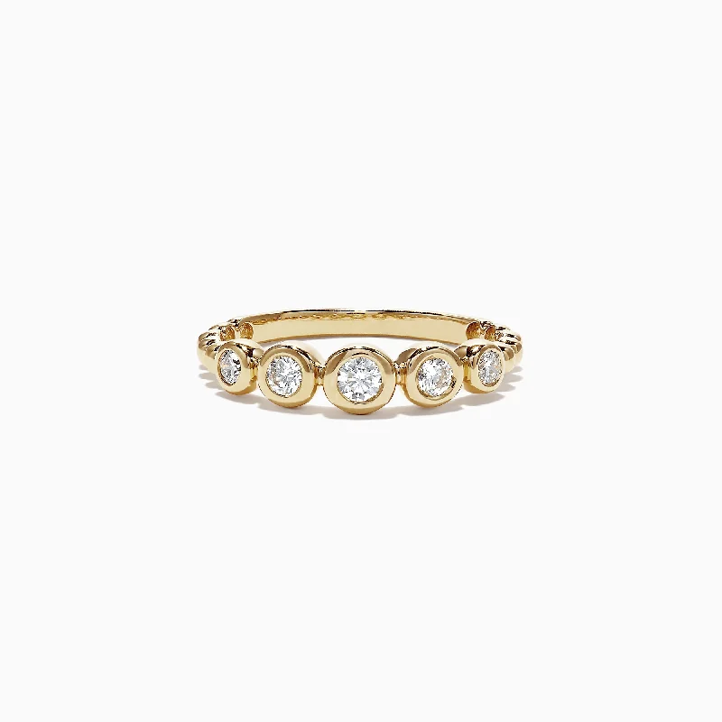 D'Oro 14K Yellow Gold Bezel Set Diamond Ring, 0.33 TCW