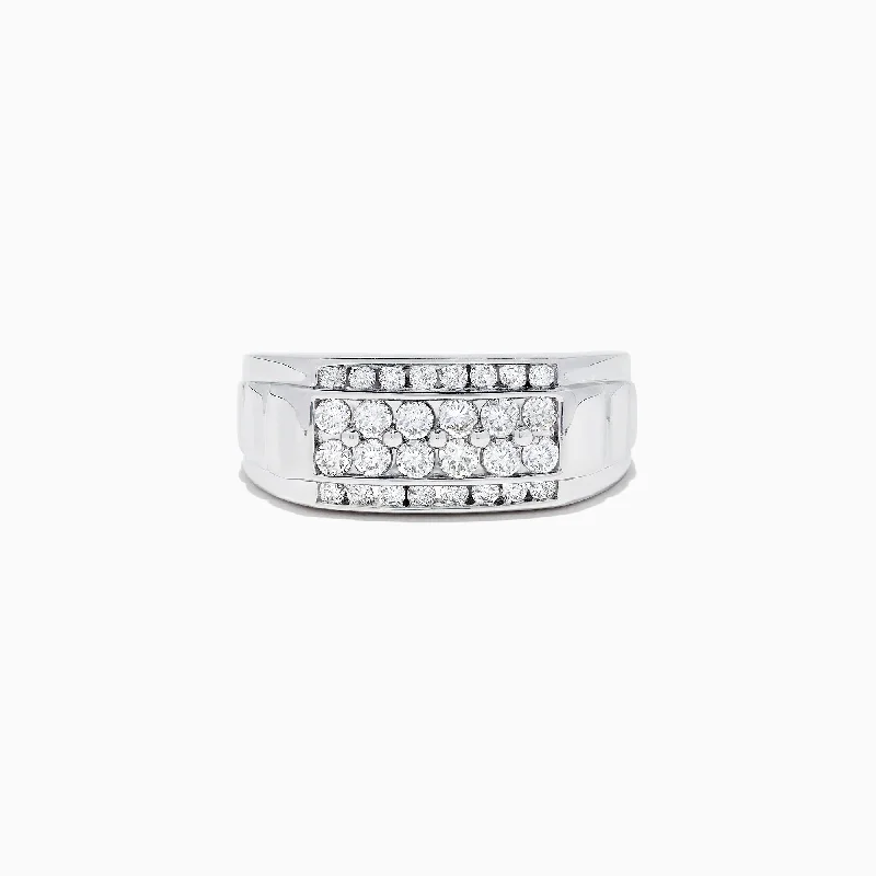 Men's 14K White Gold Diamond Ring, 0.96 TCW