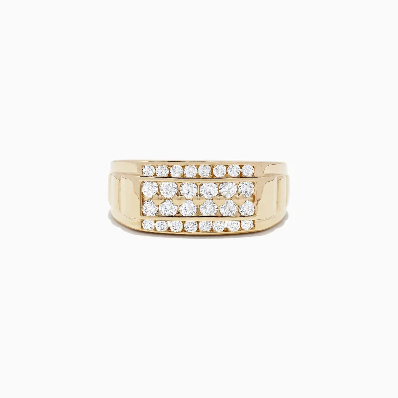 Men's 14K Yellow Gold Diamond Ring, 0.96 TCW