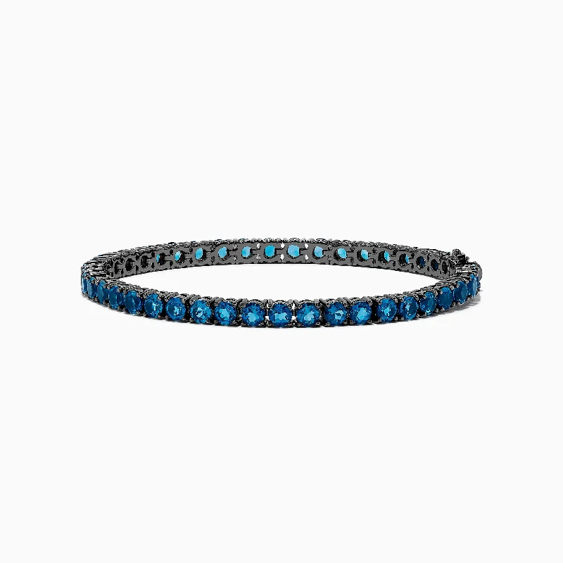 Men's 925 Sterling Silver Blue Topaz Tennis Bracelet