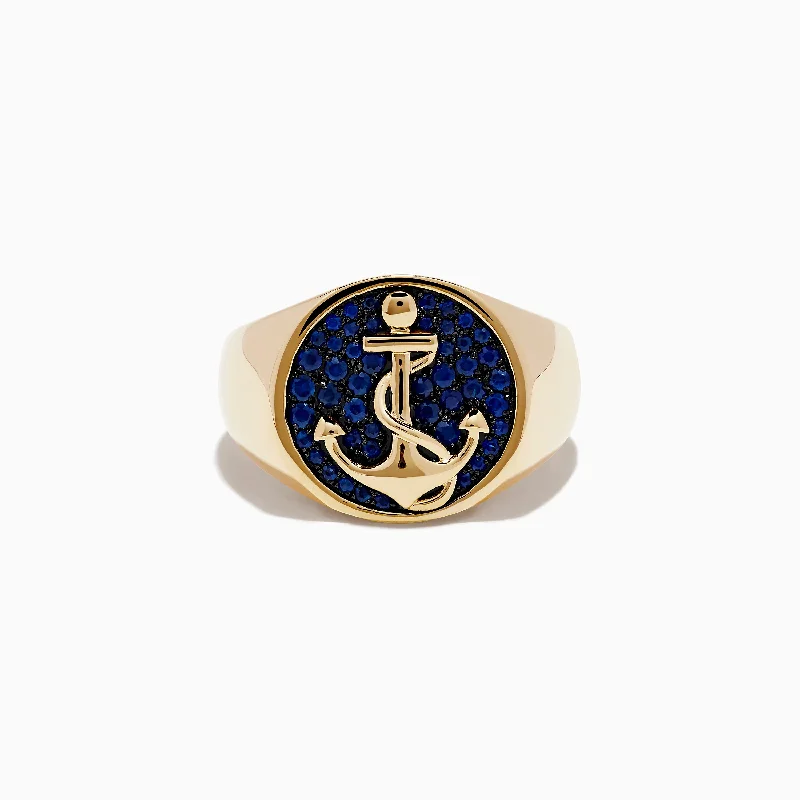 Men's Limited Edition 14K Yellow Gold Blue Sapphire Ring