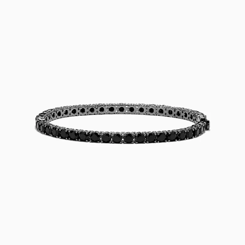 Men's Silver Rhodium Plated Black Spinel Tennis Bracelet