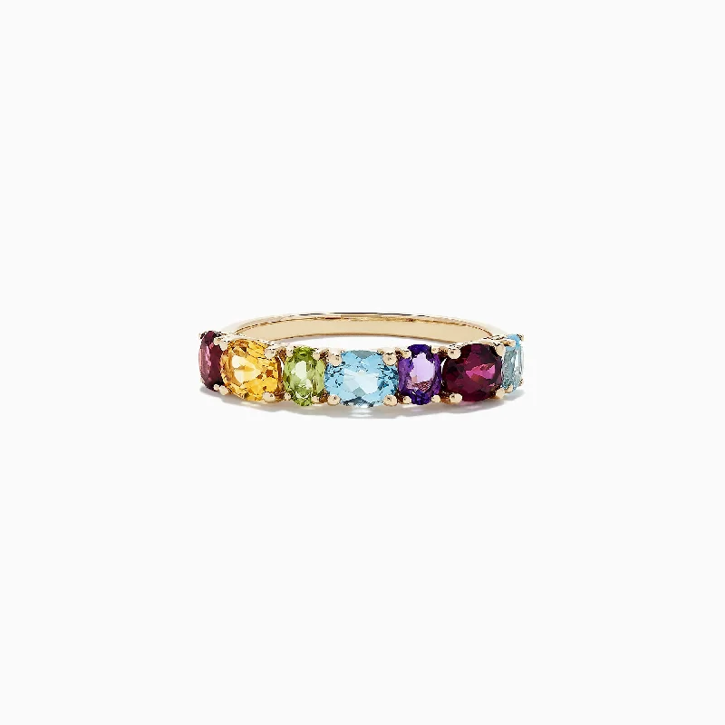 Mosaic 14K Yellow Gold Multi Gemstone Ring, 1.90 TCW