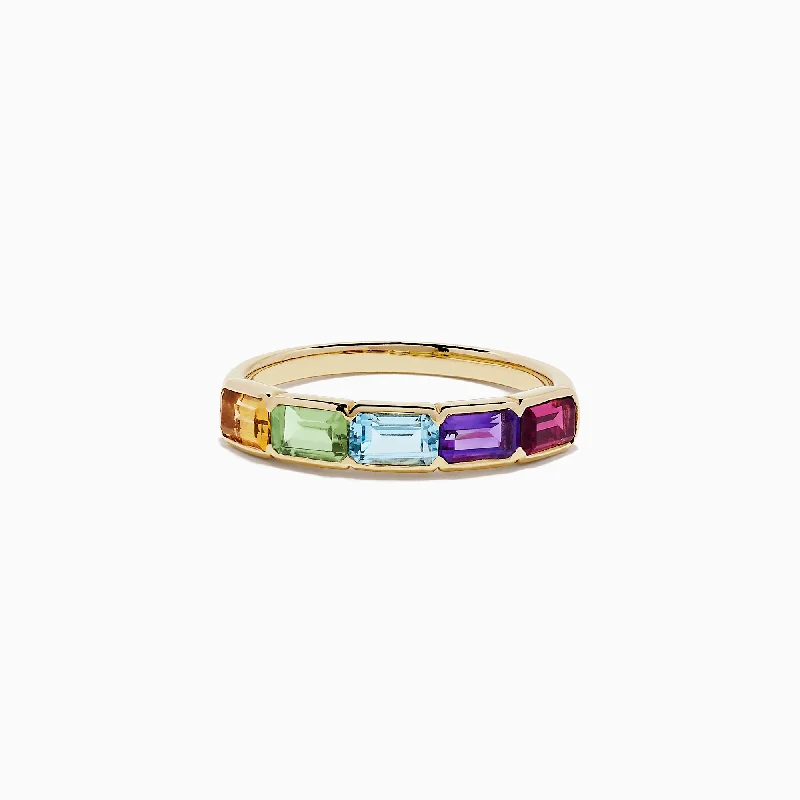 Mosaic Gold 14K Yellow Gold Multi Gemstone Ring, 1.55 TCW