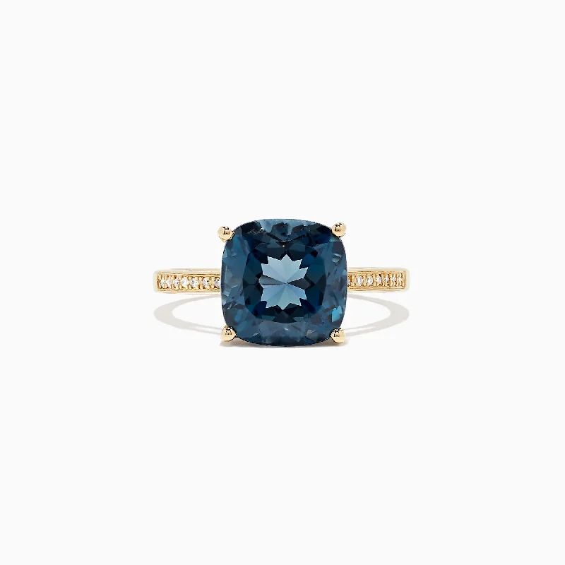 Ocean Bleu 14K Yellow Gold London Blue Topaz & Diamond Ring, 4.54 TCW