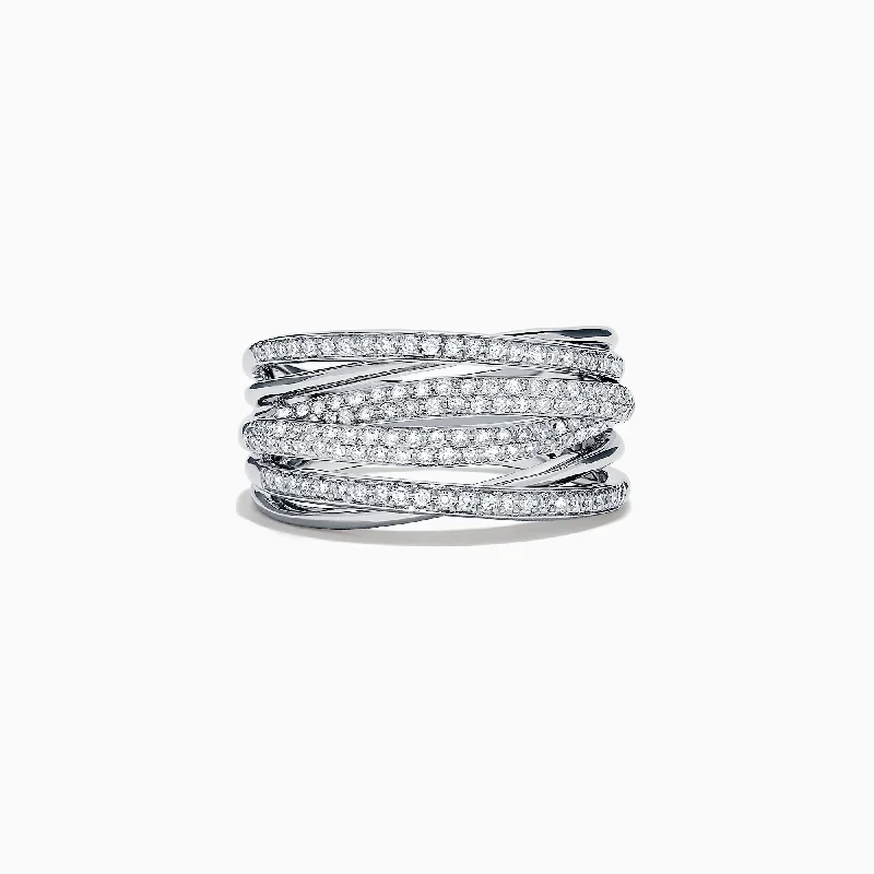 Pave Classica 14K White Gold Diamond Crossover Ring, 0.54 TCW