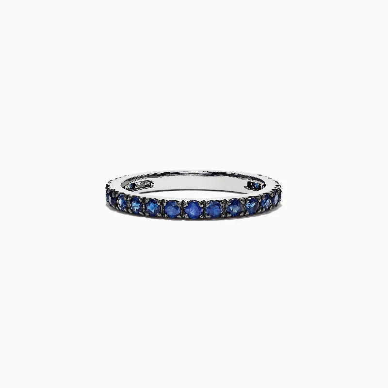 Royale Bleu 14K White Gold Blue Sapphire Band Ring, 0.99 TCW