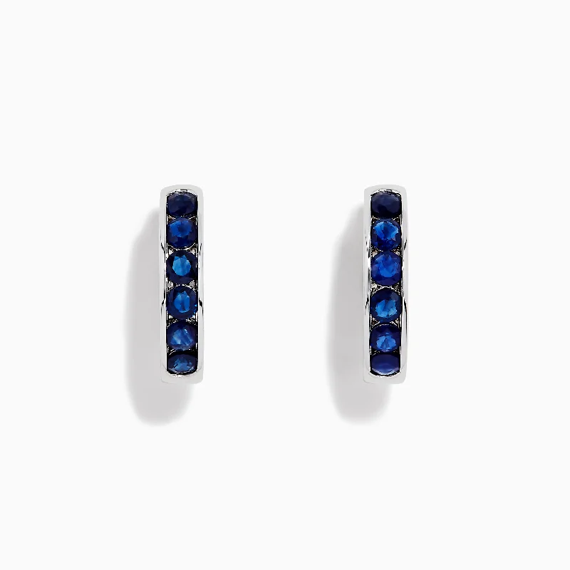 Royale Bleu 14K White Gold Sapphire Hoop Earring