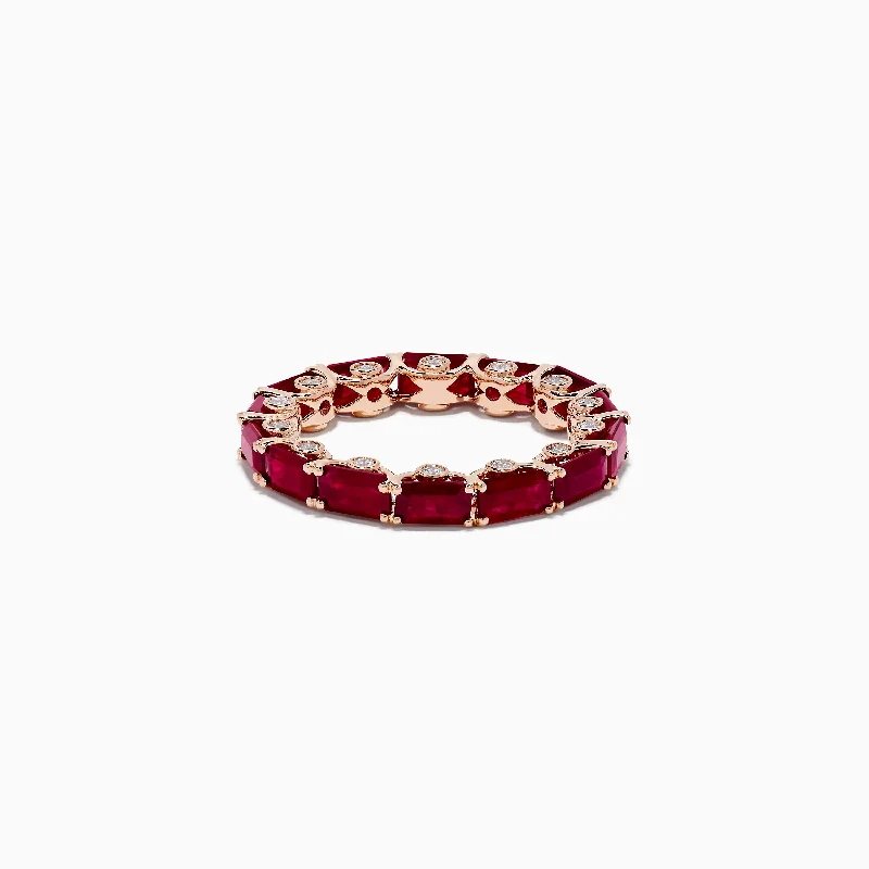 Ruby Royale 14K Rose Gold Emerald Cut Ruby Eternity Band