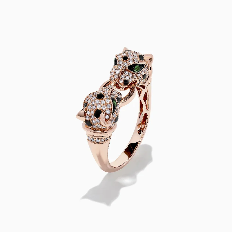 Signature 14K Rose Gold Diamond Panther Ring, 0.51 TCW