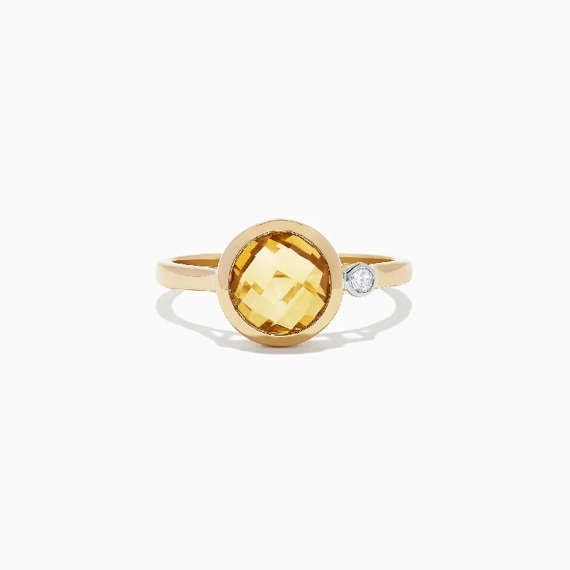 Sunset 14K Yellow Gold Citrine and Diamond Ring, 1.53 TCW