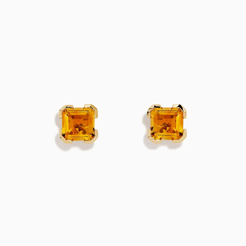 Sunset 14K Yellow Gold Citrine Stud Earrings