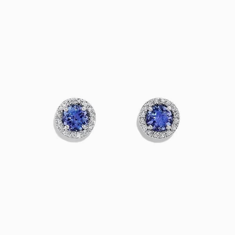 Nahla Siri 14K White Gold Tanzanite and Diamond Stud Earrings, 1.04 TCW