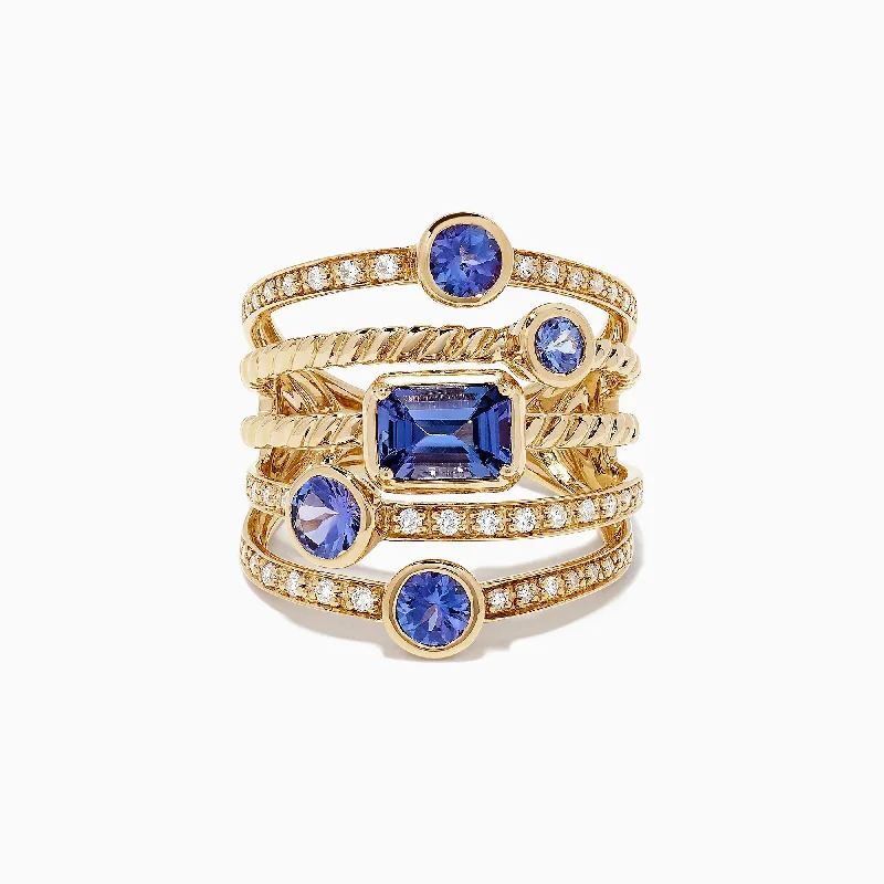 Nahla Siri 14K Yellow Gold Tanzanite and Diamond Ring, 2.26 TCW