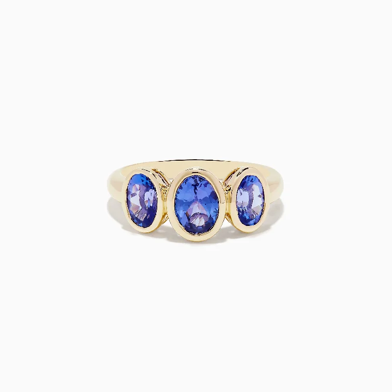 Nahla Siri 14K Yellow Gold Tanzanite Three Stone Ring