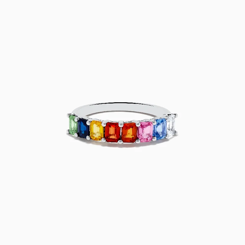 Watercolors 14K White Gold Multi Sapphire Ring