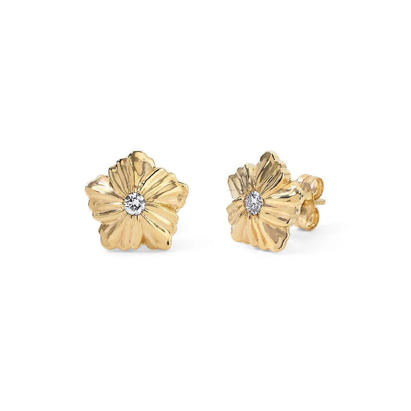 Gold and Diamond Flower Studs